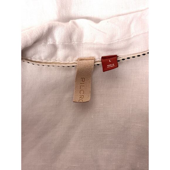 Anthropologie Top Large Womens Pilcro White Linen Button Up Boxy Shirt - Picture 7 of 7